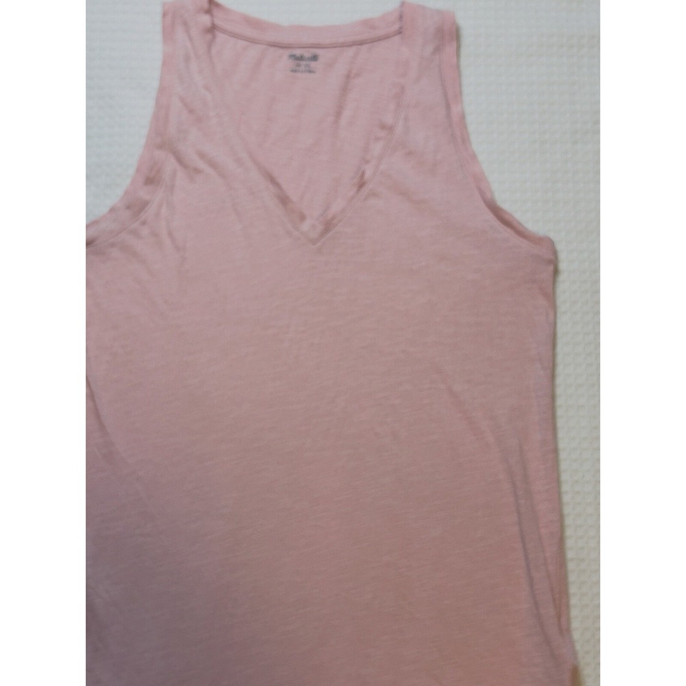 Madewell Whisper Cotton V-Neck Tank Top Pink Slub Knit Sleeveless Shirt XS - Picture 5 of 15